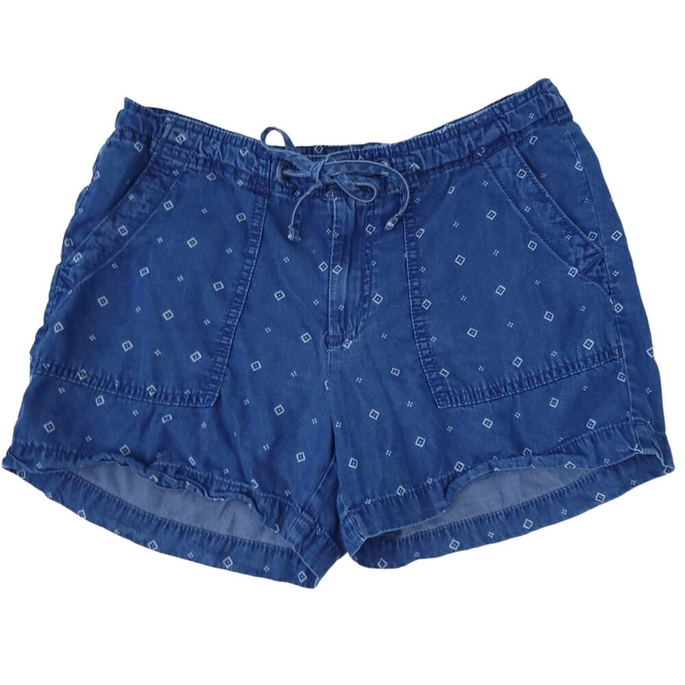 Gap Chambray Shorts Blue Size 6, Geometric Print, Drawstring Tie Casual Shorts